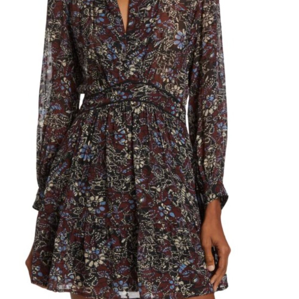 BA&SH ~ printed long sleeve dress printed dress ~ size 1